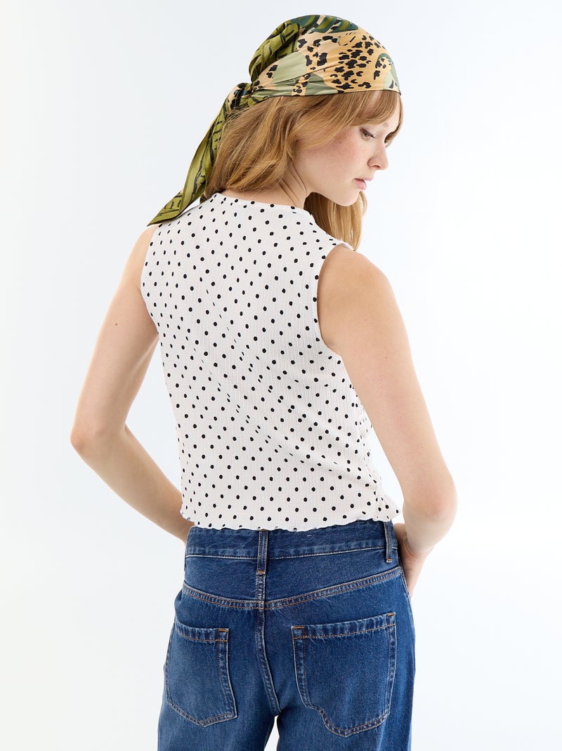 Top em malha waffle sem mangas Branco - Kiabi