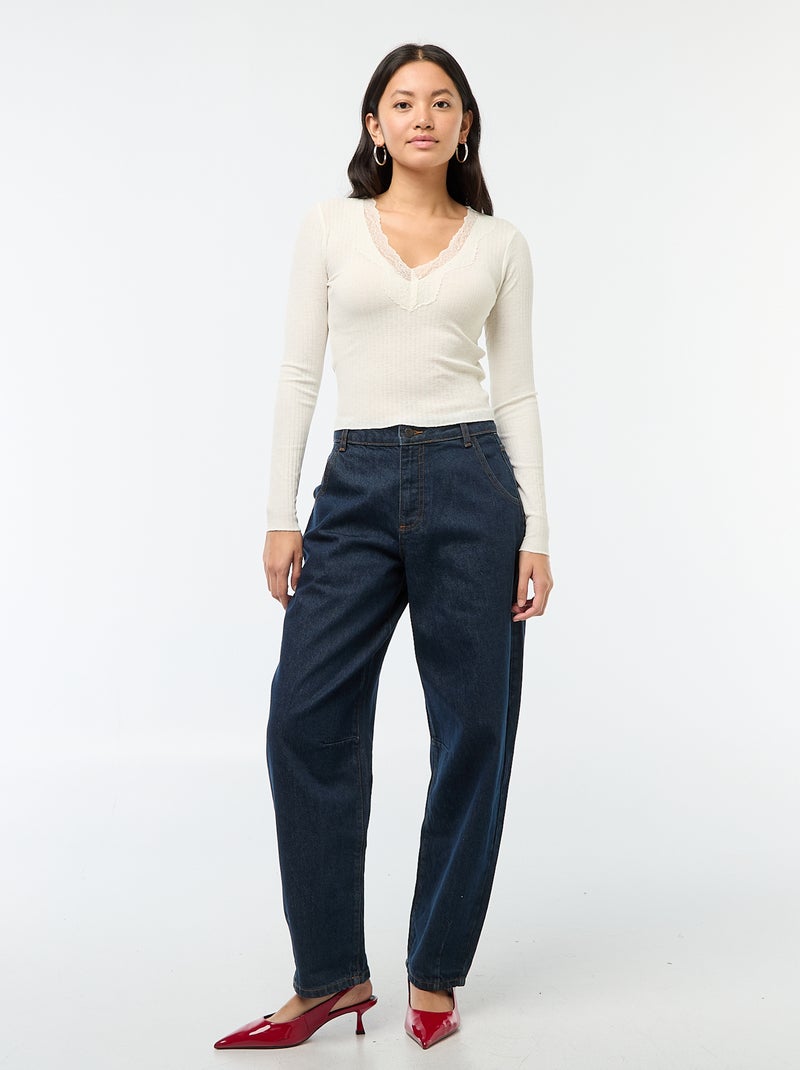 Top em renda de manga comprida Branco - Kiabi