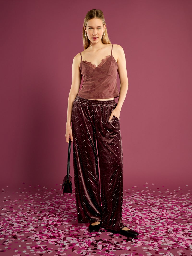 Top em tule com padrão floral Rosa - Kiabi