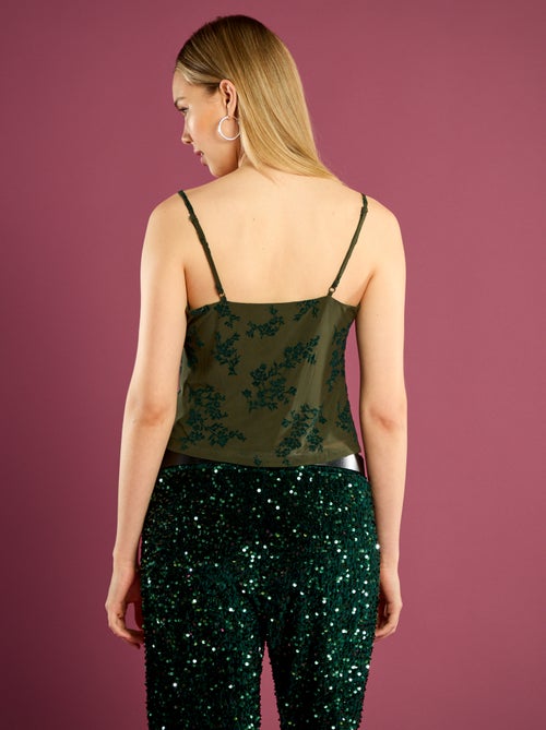 Top em tule com padrão floral - Kiabi