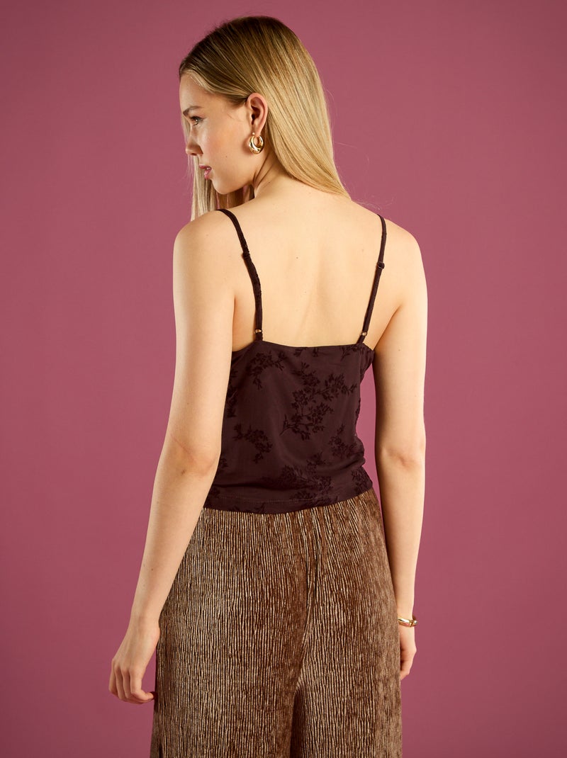 Top em tule com padrão floral Vermelho - Kiabi