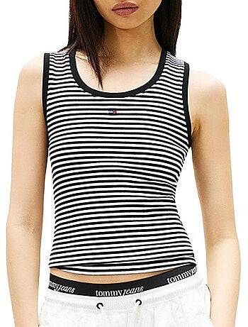 Top essencial tommy hilfiger para mulher em branco/preto