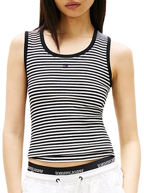 Top essencial tommy hilfiger para mulher em branco/preto - Kiabi