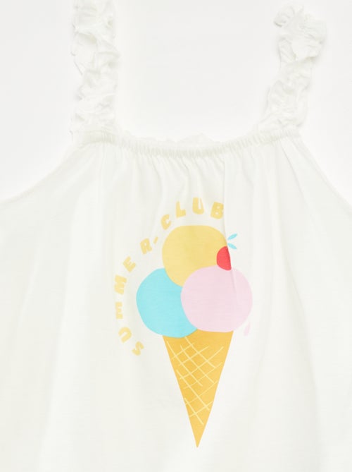 Top estampado com alças com folhos - Kiabi