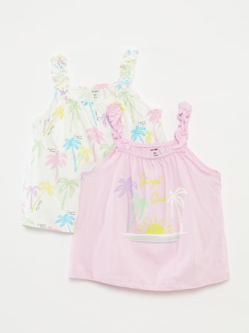Top estampado com alças com folhos - Kiabi