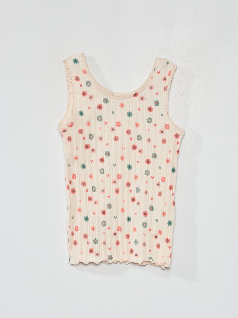 Top estampado de malha nervurada ROSA - Kiabi