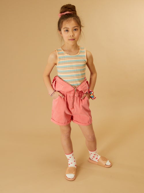 Top estampado de malha nervurada - Kiabi