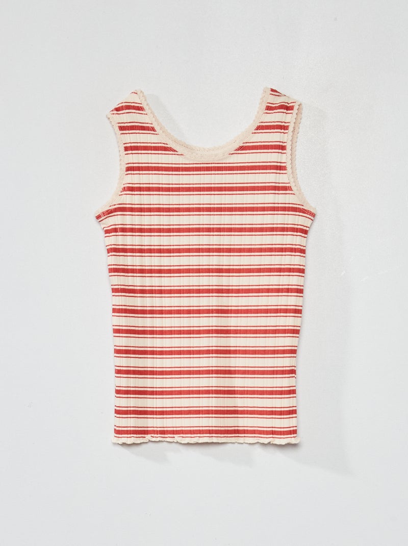 Top estampado de malha nervurada VERMELHO - Kiabi