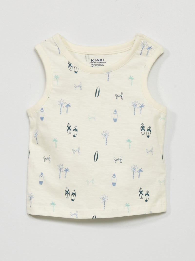 Top estampado  e ombro com mola de pressão BRANCO - Kiabi