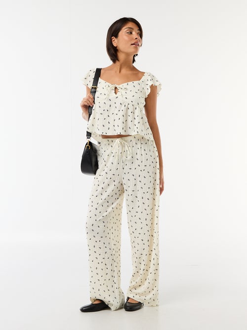 Top estampado em malha crinkle - Kiabi