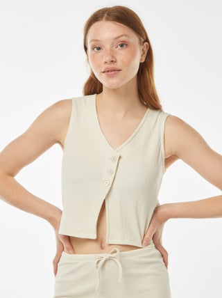 Top estilo colete de fato