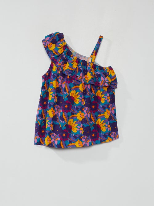 Top florido com efeito one shoulder - Kiabi