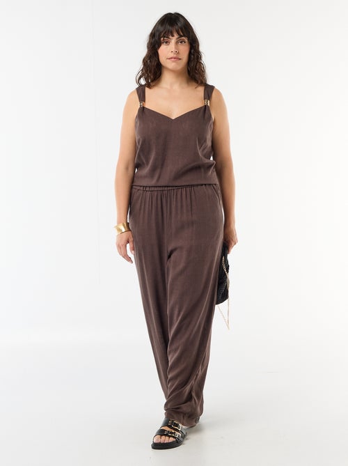 Top fluido em linho misto com detalhes dourados - Kiabi