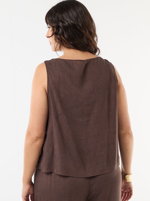 Top fluido em linho misto com detalhes dourados - Kiabi