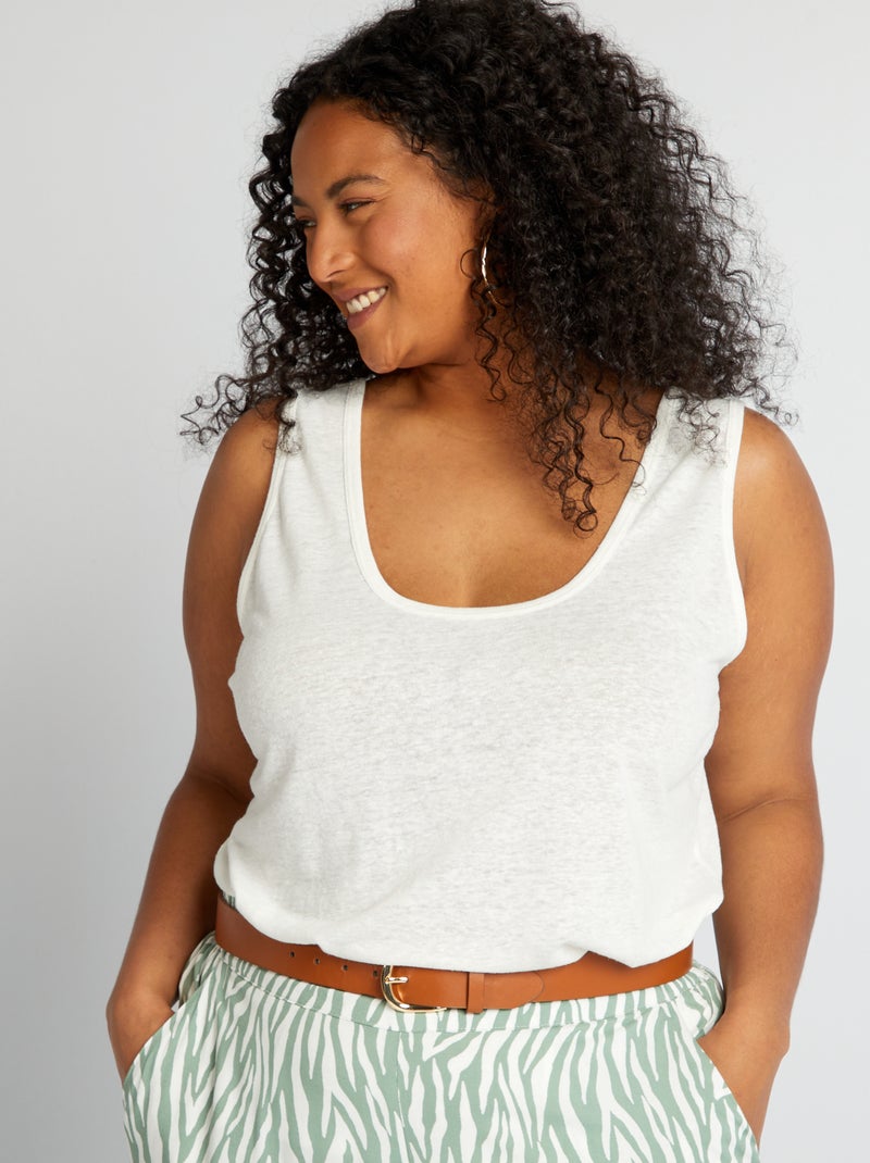 Top fluido em linho misturado BRANCO - Kiabi