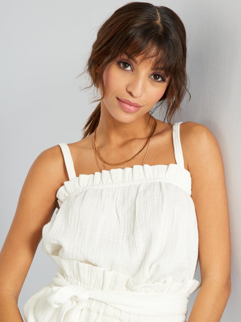 Top fluido em malha crepe BRANCO - Kiabi