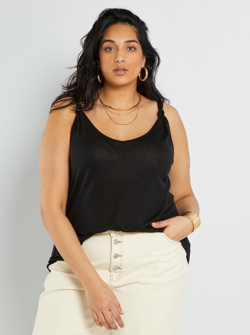 Top fluido liso Preto - Kiabi