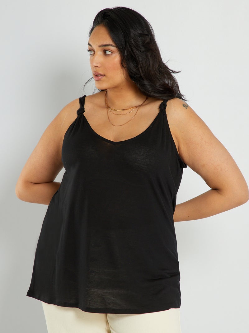 Top fluido liso Preto - Kiabi