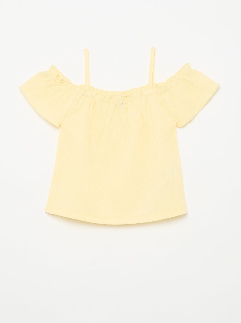 Top franzido de alças finas Amarelo - Kiabi