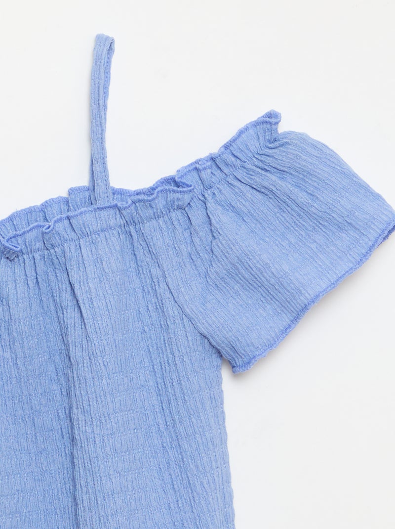 Top franzido de alças finas Azul - Kiabi