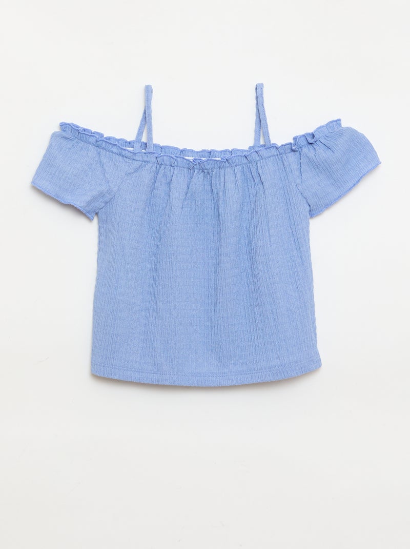 Top franzido de alças finas Azul - Kiabi