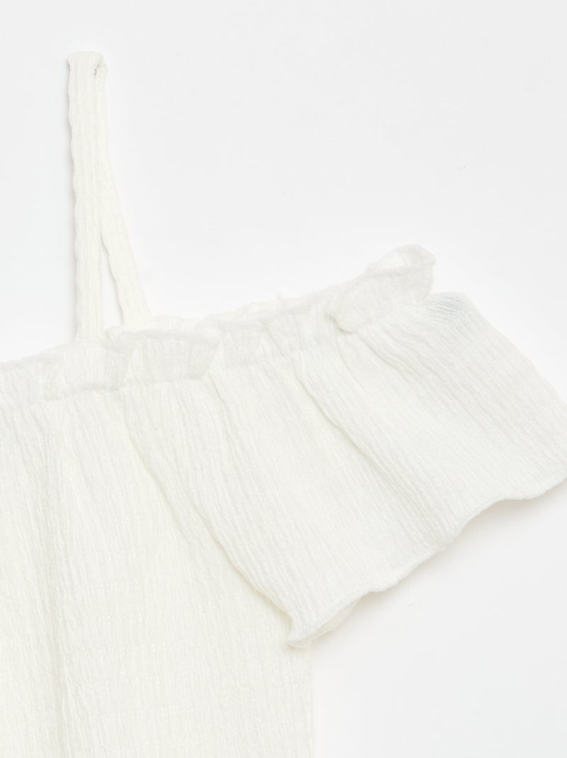 Top franzido de alças finas Branco - Kiabi