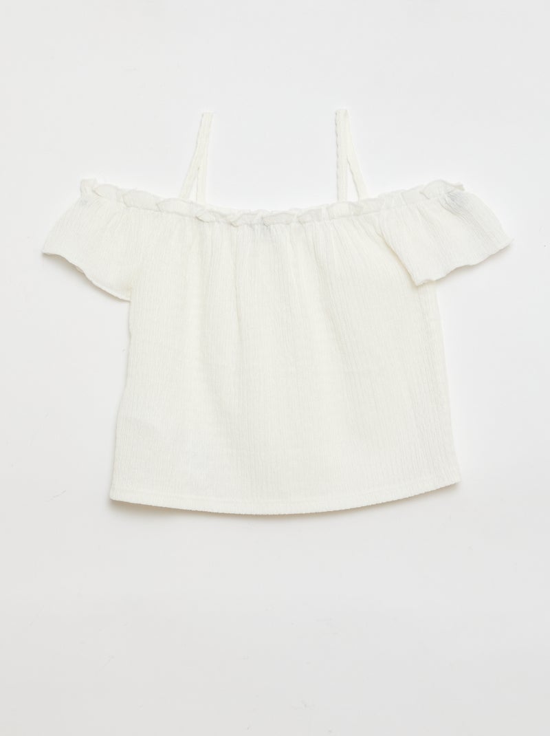 Top franzido de alças finas Branco - Kiabi