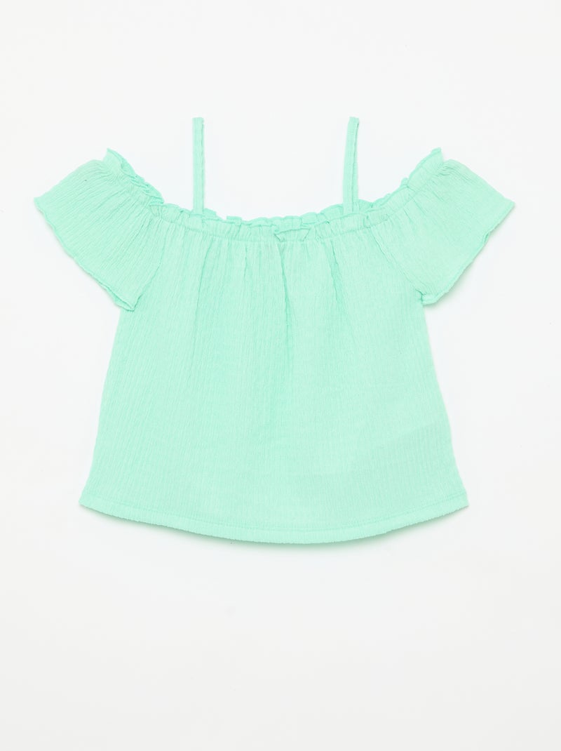 Top franzido de alças finas Verde - Kiabi