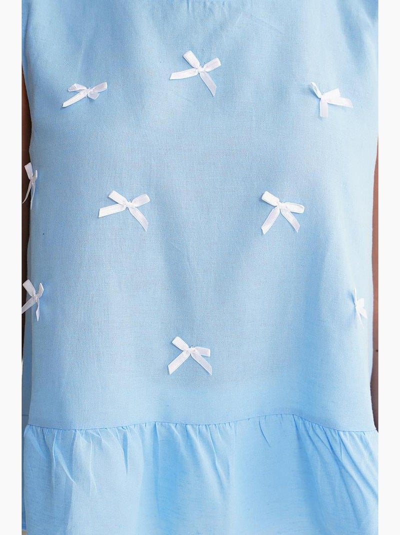 Top gola redonda detalhe laço mixray Azul-céu - Kiabi