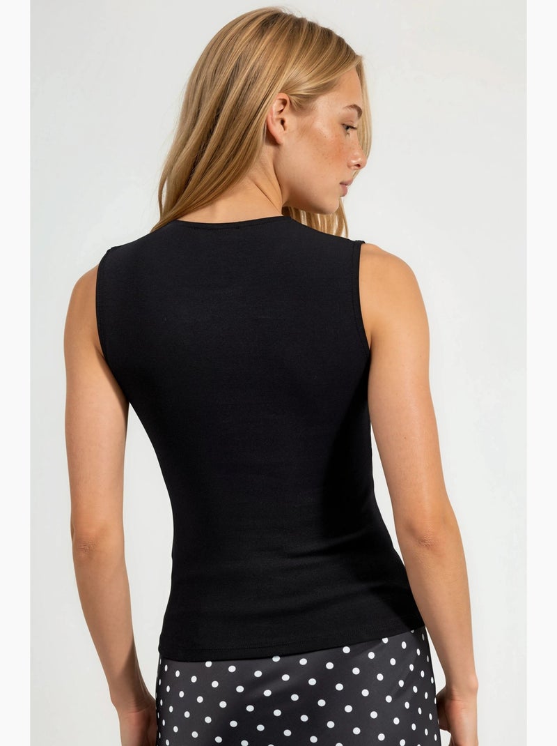 Top gola redonda liso busem Preto - Kiabi