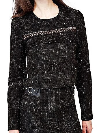 Top guess holly preto e dourado para mulher