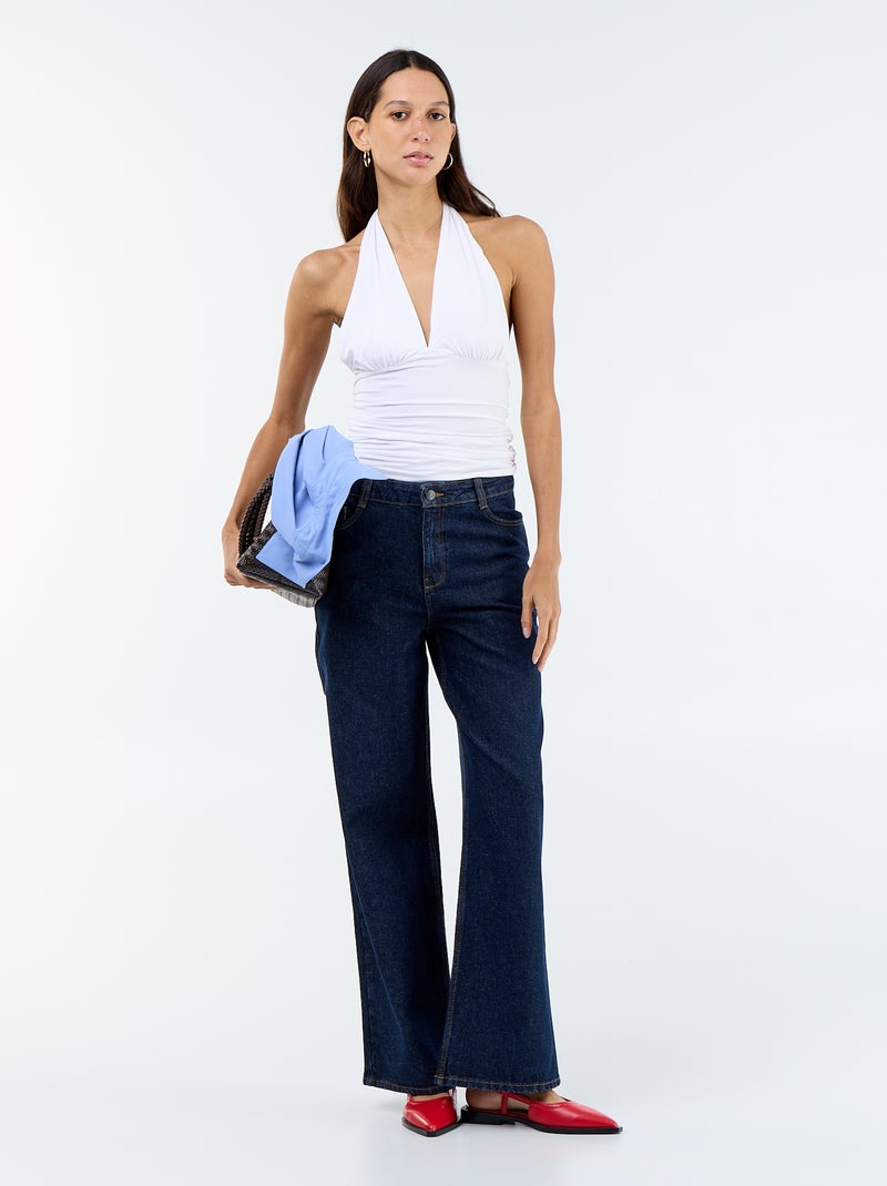 Top halter em tecido elástico Branco - Kiabi