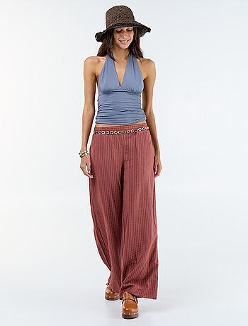 Top halter em tecido elástico