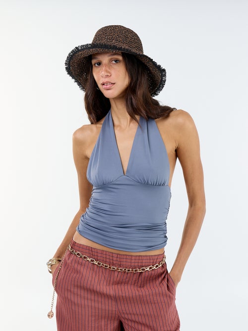 Top halter em tecido elástico - Kiabi