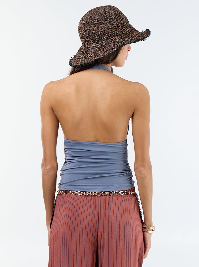 Top halter em tecido elástico Cinza - Kiabi