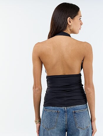 Top halter em tecido elástico