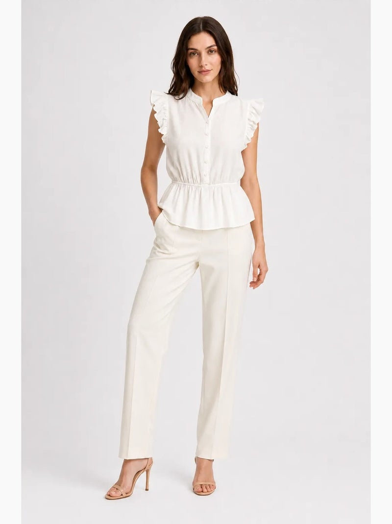 Top jacquard texturizado peplum mixray Branco sujo - Kiabi