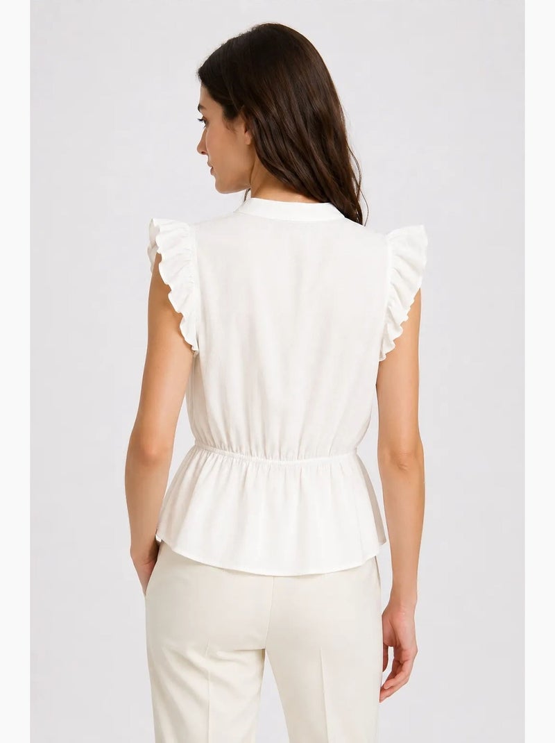 Top jacquard texturizado peplum mixray Branco sujo - Kiabi