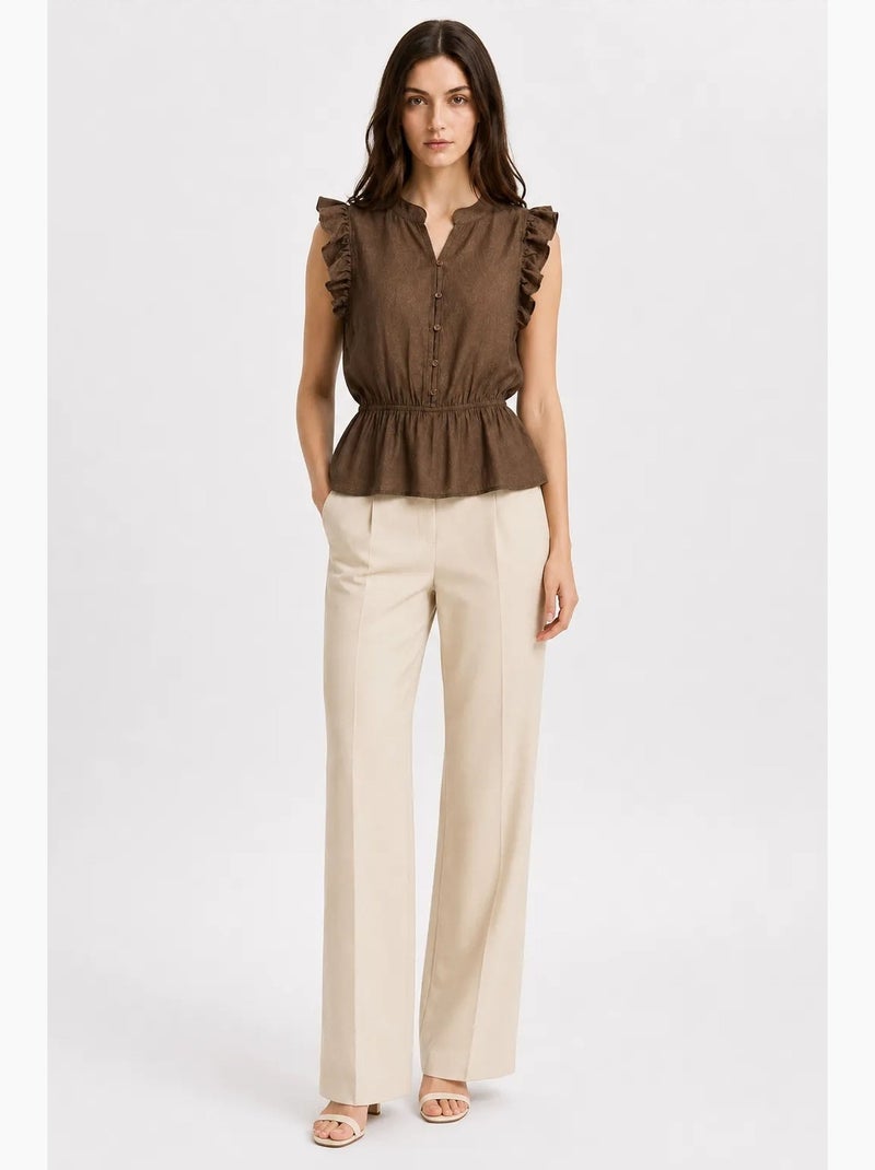 Top jacquard texturizado peplum mixray Castanho - Kiabi