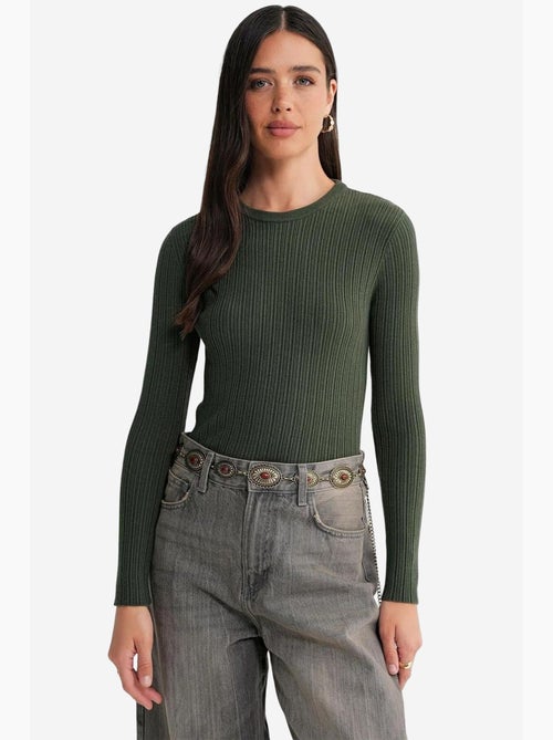 Top justo canelado com textura suave mixray - Kiabi Top justo canelado com textura suave mixray - Kiabi