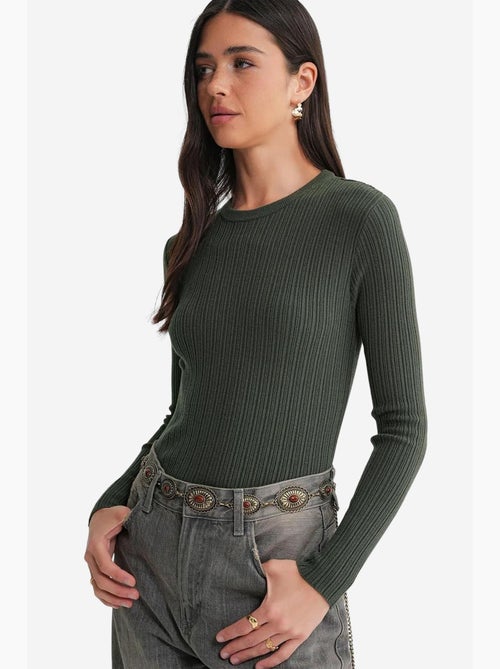 Top justo canelado com textura suave mixray - Kiabi Top justo canelado com textura suave mixray - Kiabi