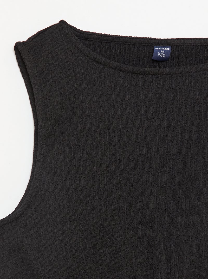 Top justo em tecido crepe Preto - Kiabi