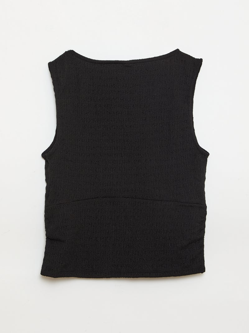 Top justo em tecido crepe Preto - Kiabi