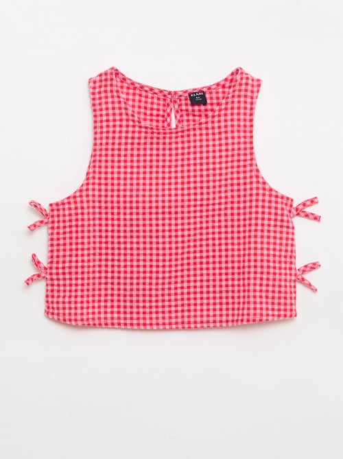 Top leve vichy com laços - Kiabi