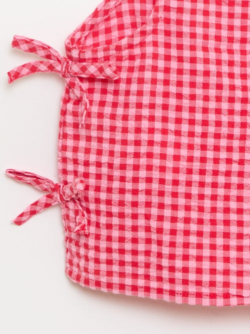 Top leve vichy com laços - Kiabi