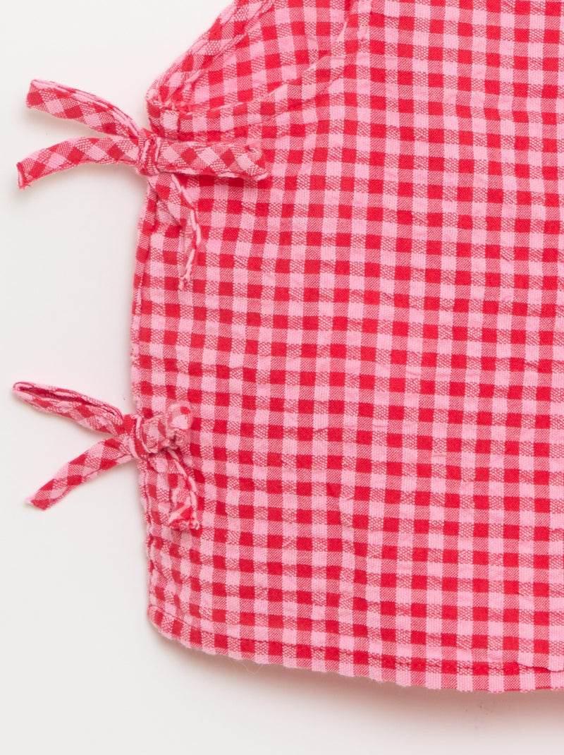 Top leve vichy com laços Rosa - Kiabi