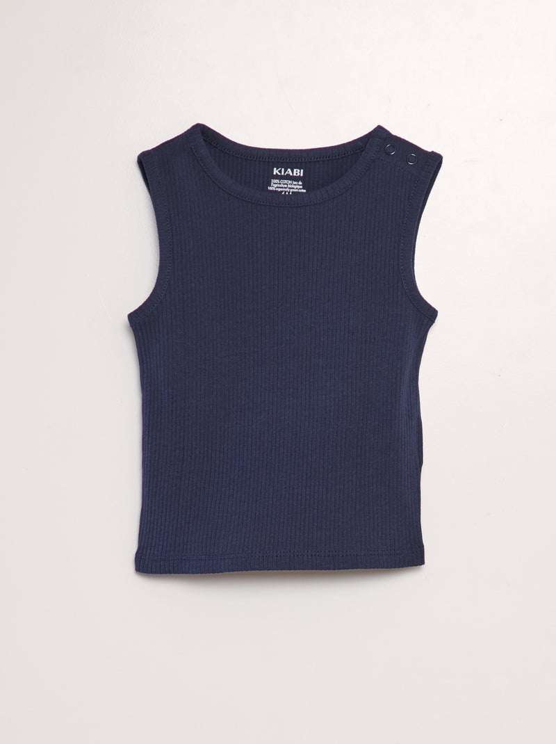 Top liso canelado Azul marinho - Kiabi