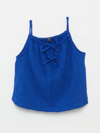 Top liso com laços decorativos