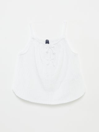 Top liso com laços decorativos