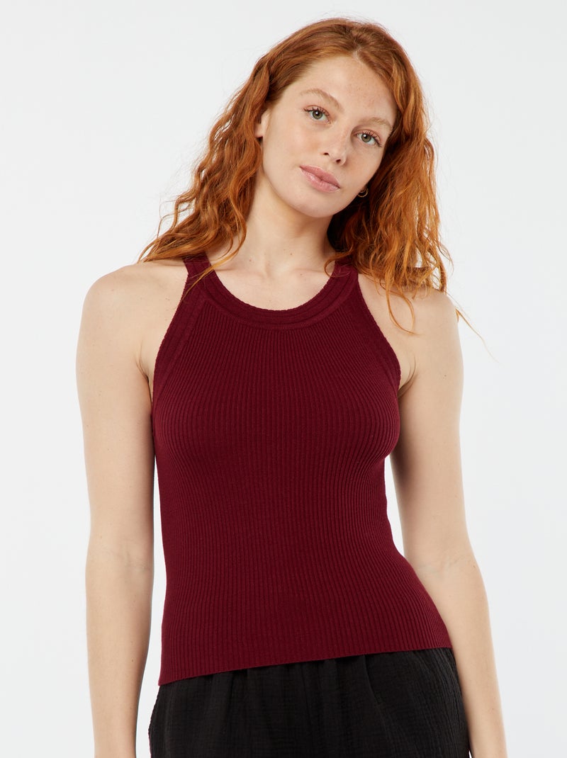 Top nervurado com bordos de fantasia VERMELHO - Kiabi